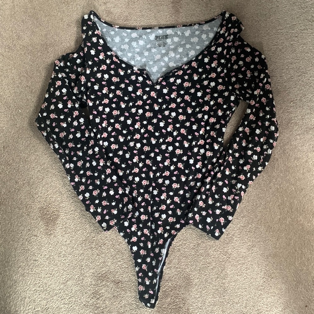 PINK black and floral body suit size medium - Picture 1 of 2